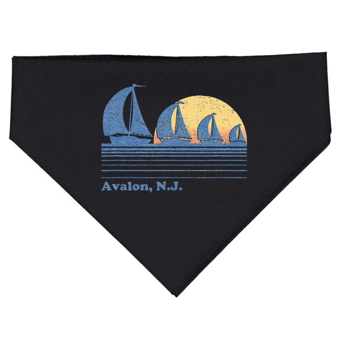 Avalon NJ Sailboat Vintage 80s Sunset USA-Made Doggie Bandana