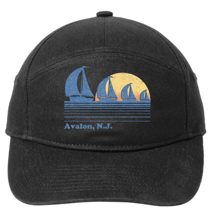 Avalon NJ Sailboat Vintage 80s Sunset 7-Panel Snapback Hat