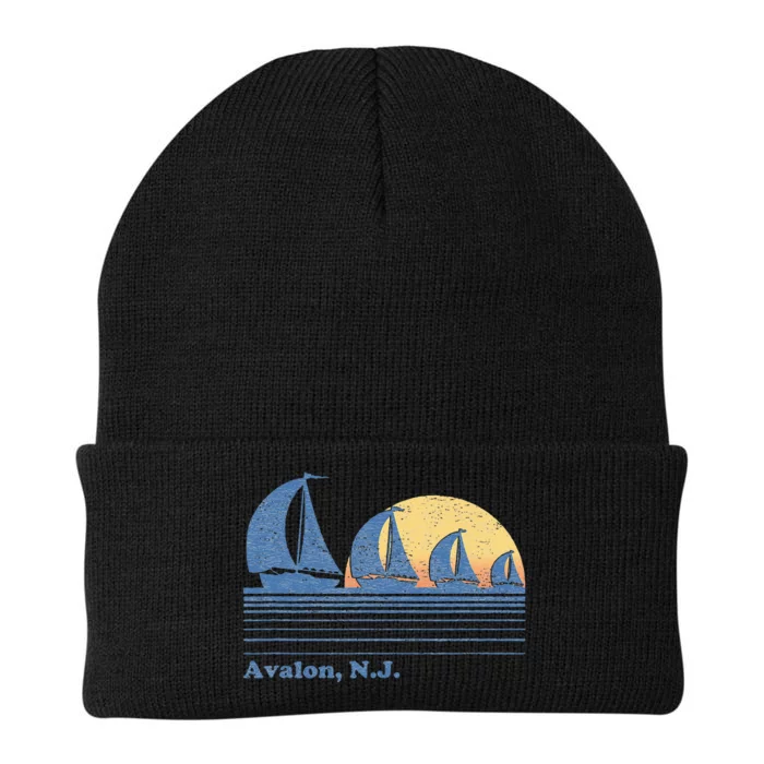 Avalon NJ Sailboat Vintage 80s Sunset Knit Cap Winter Beanie