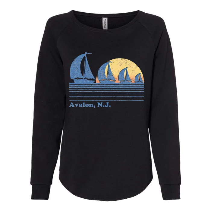 Avalon NJ Sailboat Vintage 80s Sunset Womens California Wash Sweatshirt