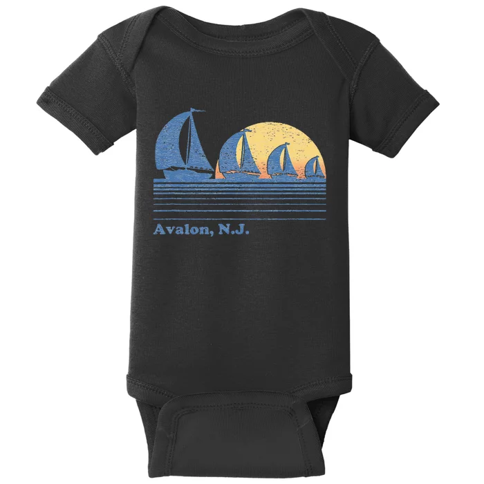 Avalon NJ Sailboat Vintage 80s Sunset Baby Bodysuit