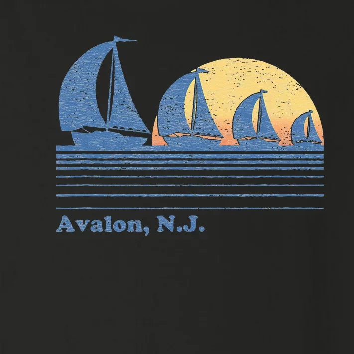 Avalon NJ Sailboat Vintage 80s Sunset Toddler Long Sleeve Shirt