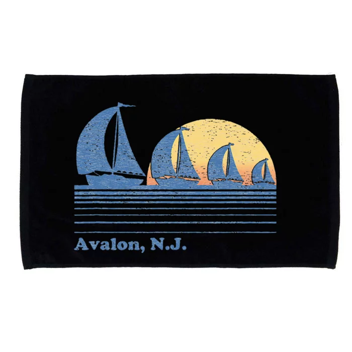 Avalon NJ Sailboat Vintage 80s Sunset Microfiber Hand Towel