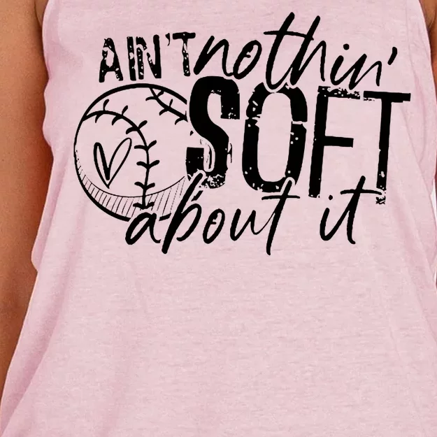 Aint Nothin Soft About It Softball Women's Knotted Racerback Tank