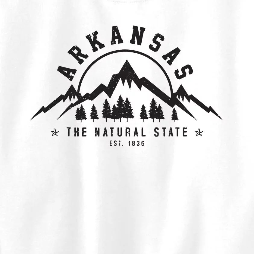 Arkansas Natural State Est 1836 Mountains Nature Gift Kids Sweatshirt