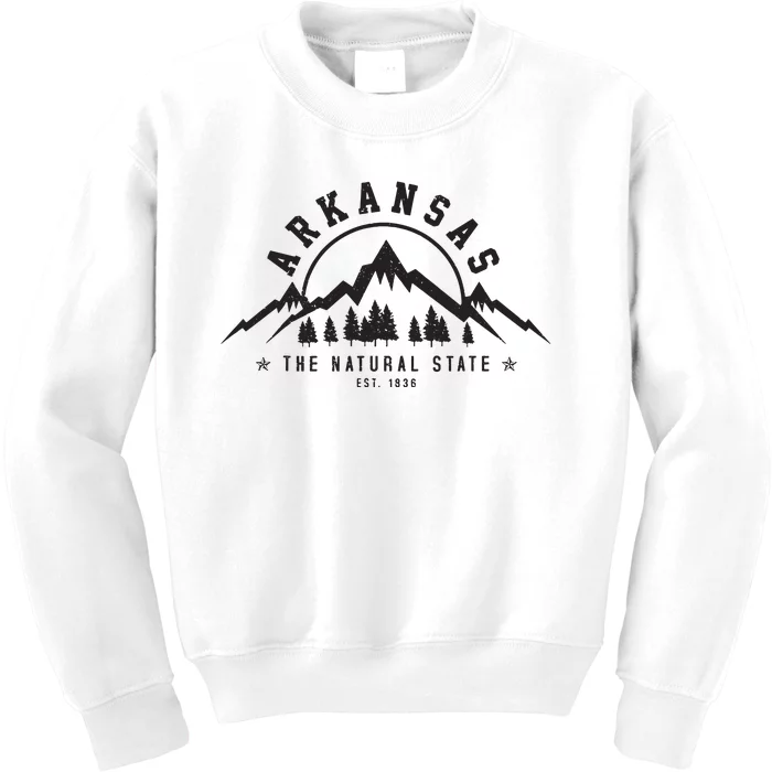 Arkansas Natural State Est 1836 Mountains Nature Gift Kids Sweatshirt