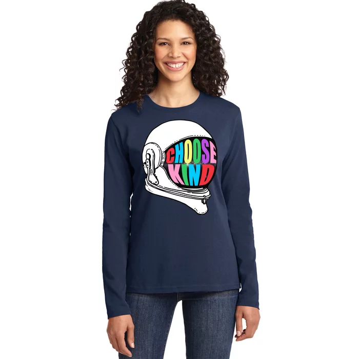 Anti-Bullying Choose Kind Astronaut Helmet Ladies Long Sleeve Shirt