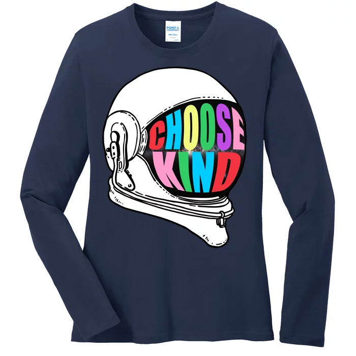 Anti-Bullying Choose Kind Astronaut Helmet Ladies Long Sleeve Shirt