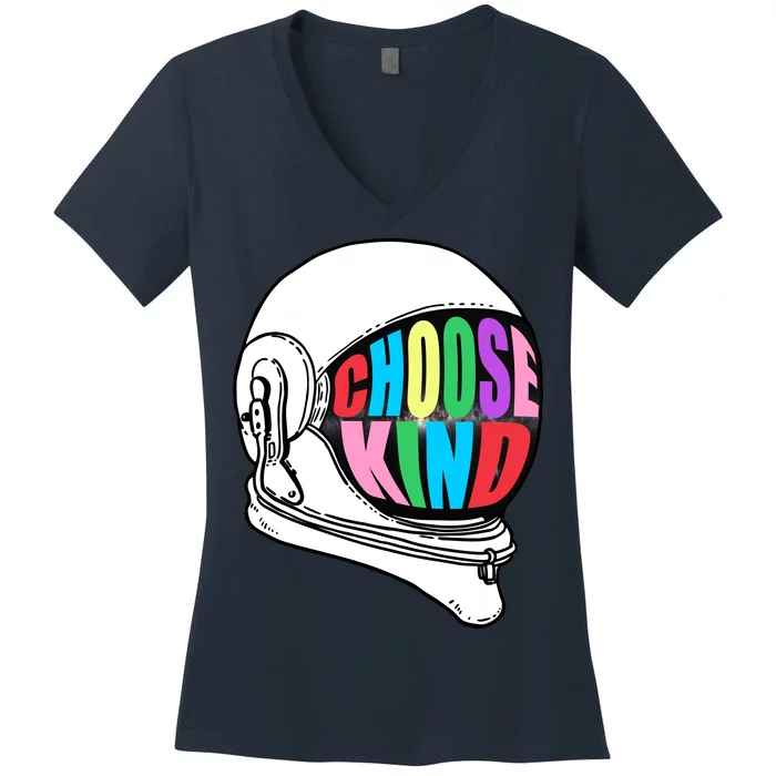 Anti-Bullying Choose Kind Astronaut Helmet Women's V-Neck T-Shirt