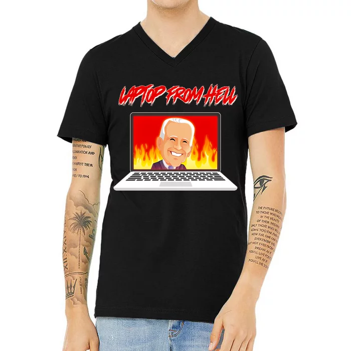 Anti Joe Biden Laptop From Hell V-Neck T-Shirt