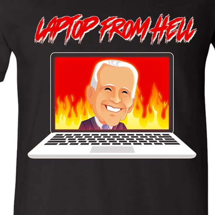 Anti Joe Biden Laptop From Hell V-Neck T-Shirt