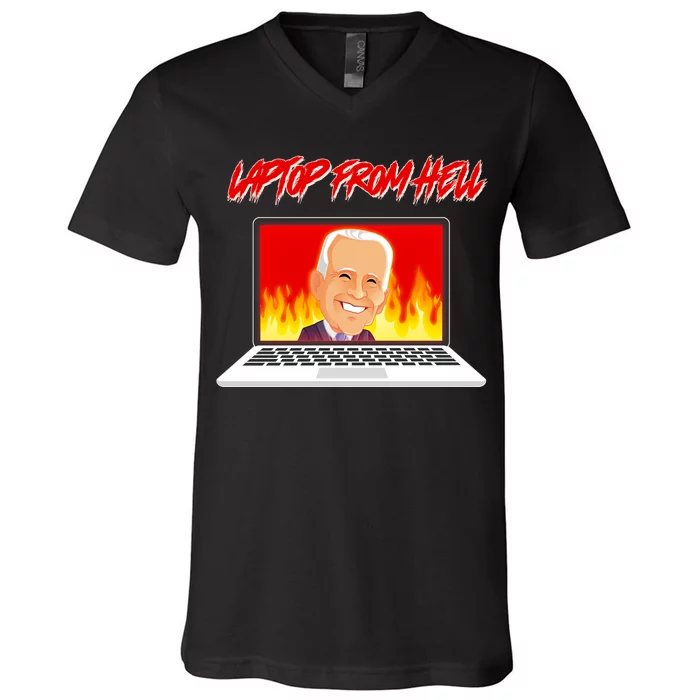 Anti Joe Biden Laptop From Hell V-Neck T-Shirt