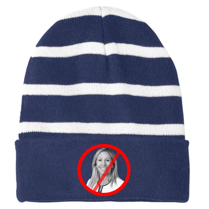 Anti Marjorie Taylor Greene MTG Striped Beanie with Solid Band