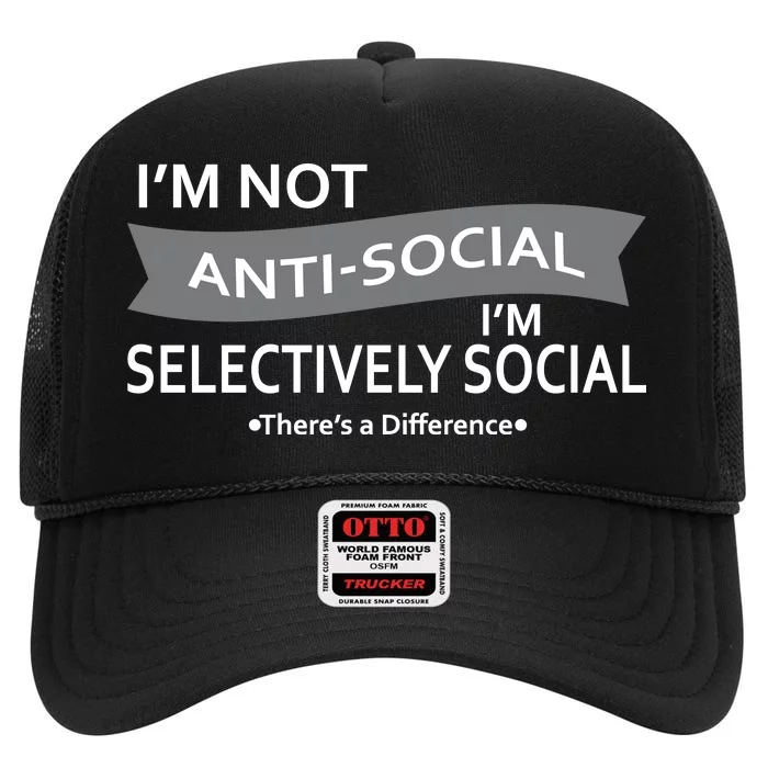 Anti-Social Funny Sarcastic Meme High Crown Mesh Trucker Hat