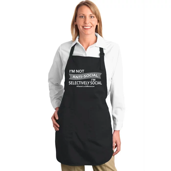 Anti-Social Funny Sarcastic Meme Full-Length Apron With Pocket