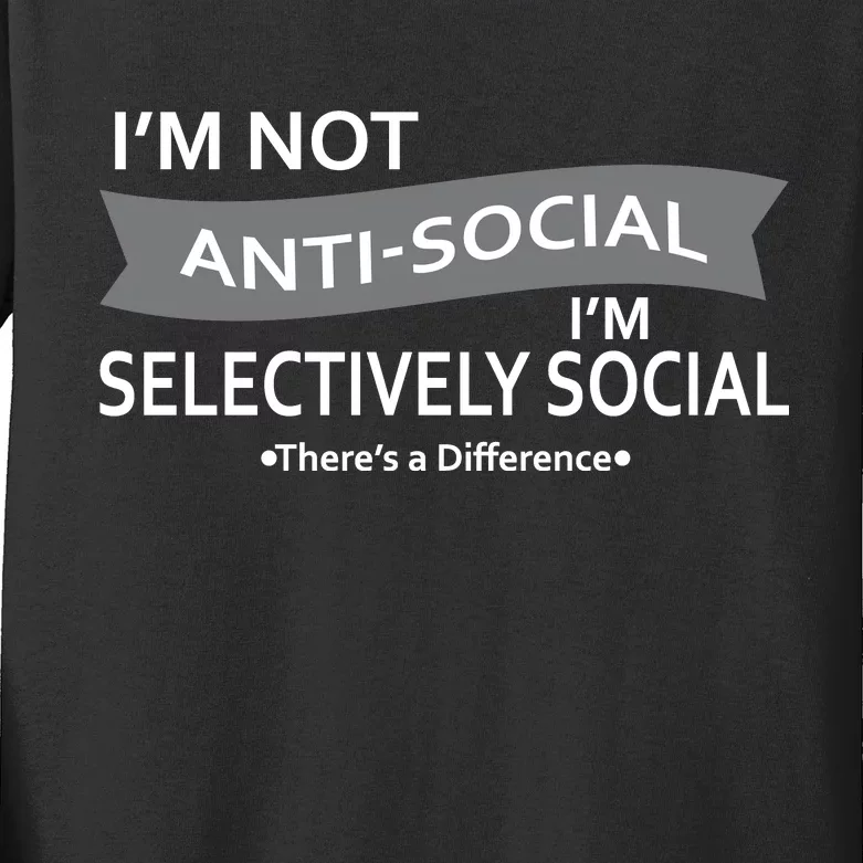 Anti-Social Funny Sarcastic Meme Kids Long Sleeve Shirt