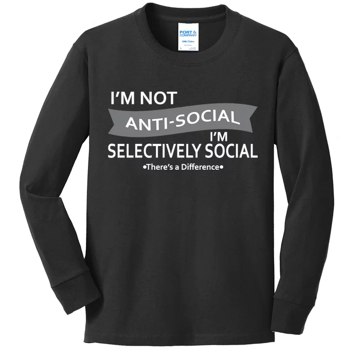 Anti-Social Funny Sarcastic Meme Kids Long Sleeve Shirt