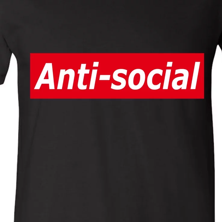 Anti-Social Red Box Logo V-Neck T-Shirt