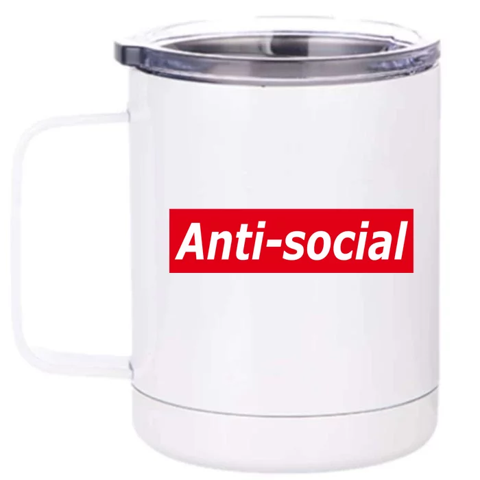 Anti-Social Red Box Logo Front & Back 12oz Stainless Steel Tumbler Cup