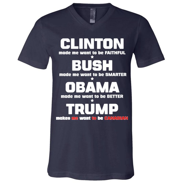 Anti Trump Makes Me Want To Be Canadian V-Neck T-Shirt
