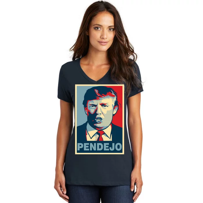 Anti Trump Pendejo Poster Not My President Women's V-Neck T-Shirt