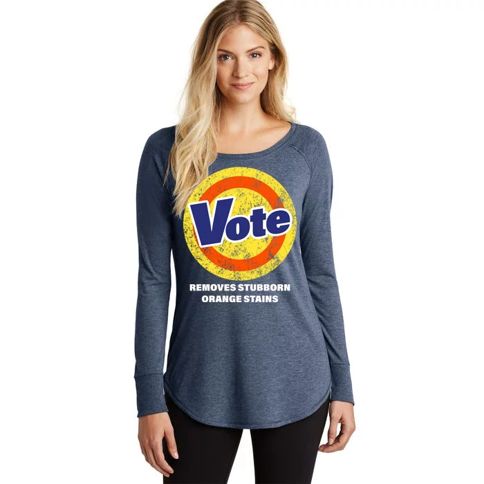 Anti-Trump Vote Removes Stubborn Orange Stains Funny Women's Perfect Tri Tunic Long Sleeve Shirt