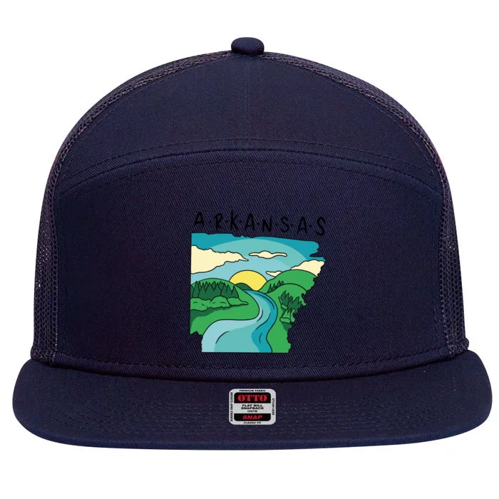 Arkansas Nature View 7 Panel Mesh Trucker Snapback Hat