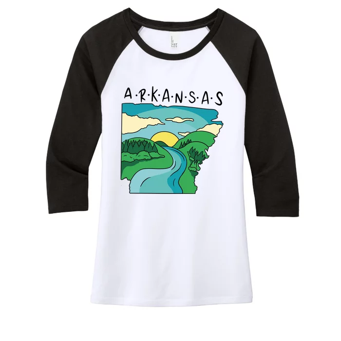 Arkansas Nature View Women's Tri-Blend 3/4-Sleeve Raglan Shirt