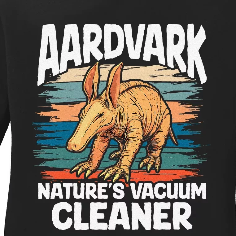 Aardvark NatureS Vacuum Cleaner Retro Graphic Nature Wild Ladies Long Sleeve Shirt