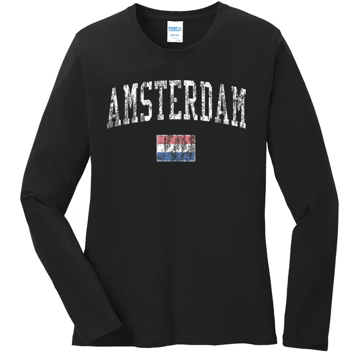 Amsterdam Netherlands Vintage Sports Ladies Long Sleeve Shirt