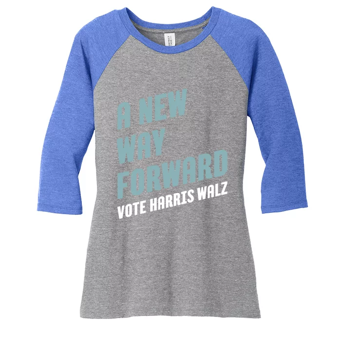 A New Way Forward Vote Harris Walz Cute Gift Women's Tri-Blend 3/4-Sleeve Raglan Shirt