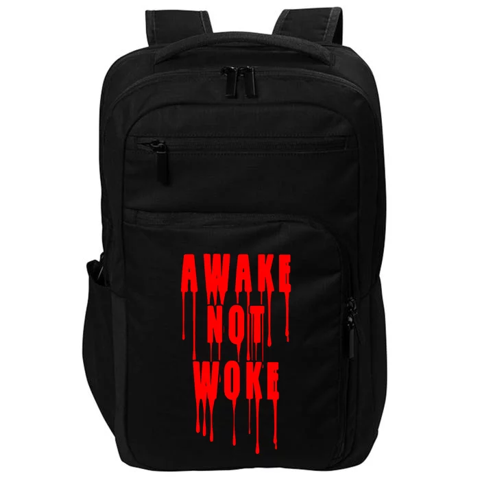 Awake Not Woke Patriotic American Pride Bloody Impact Tech Backpack