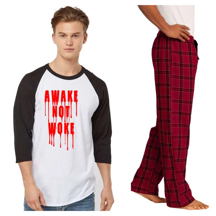 Awake Not Woke Patriotic American Pride Bloody Raglan Sleeve Pajama Set