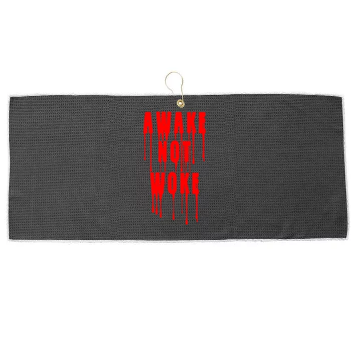 Awake Not Woke Patriotic American Pride Bloody Large Microfiber Waffle Golf Towel