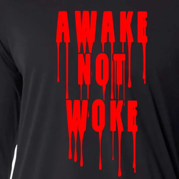 Awake Not Woke Patriotic American Pride Bloody Cooling Performance Long Sleeve Crew