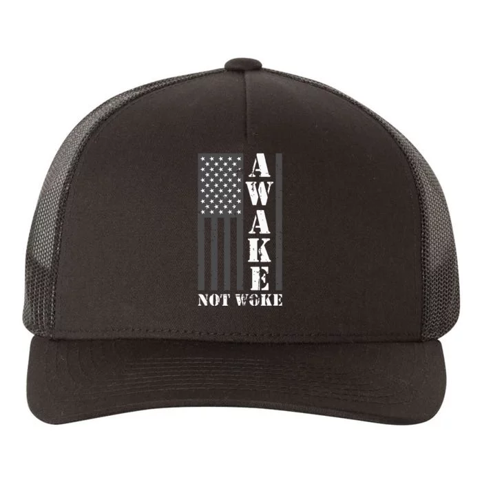 Awake Not Woke Yupoong Adult 5-Panel Trucker Hat