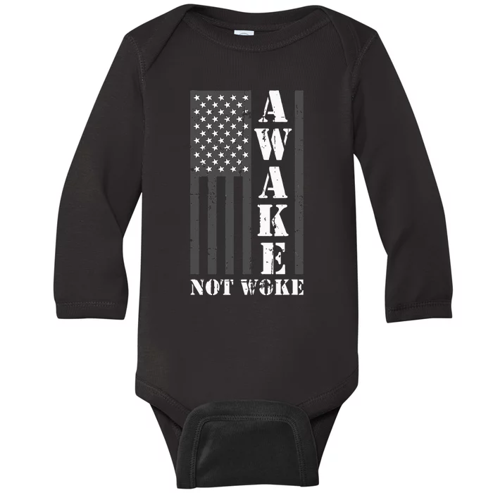 Awake Not Woke Baby Long Sleeve Bodysuit