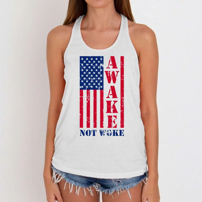 Awake Not Woke Women's Knotted Racerback Tank