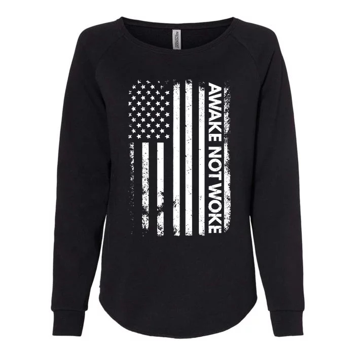 Awake Not Woke American Flag Free Speech Womens California Wash Sweatshirt