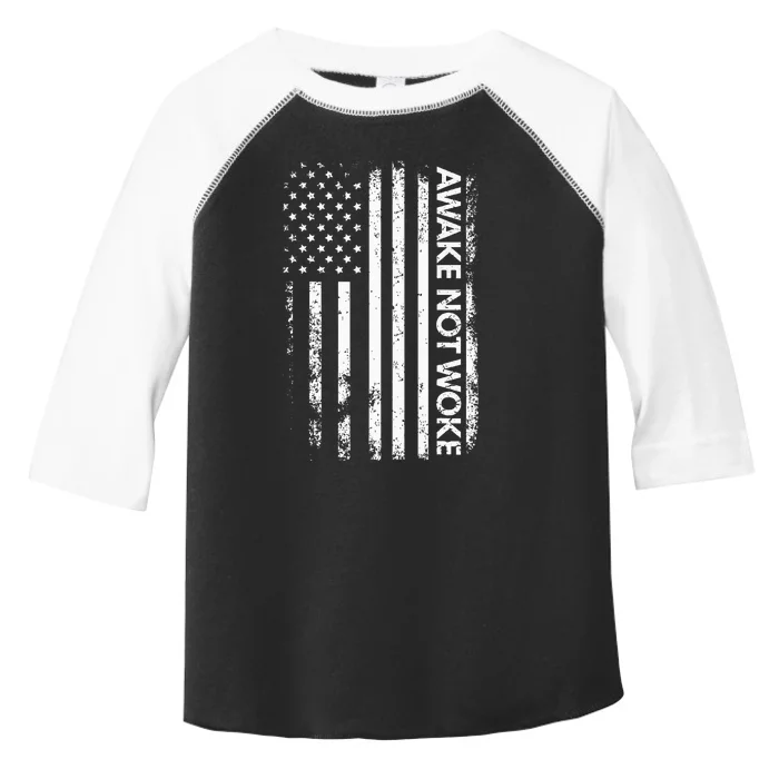 Awake Not Woke American Flag Free Speech Toddler Fine Jersey T-Shirt