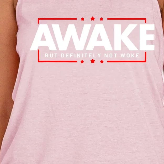 Awake Not Woke Political Censorship Women's Knotted Racerback Tank