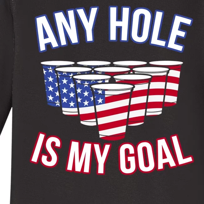 Any Goal Is A Hole USA Beer Bong Party Baby Long Sleeve Bodysuit