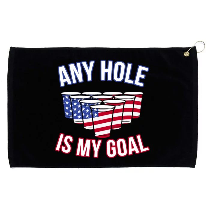 Any Goal Is A Hole USA Beer Bong Party Grommeted Golf Towel