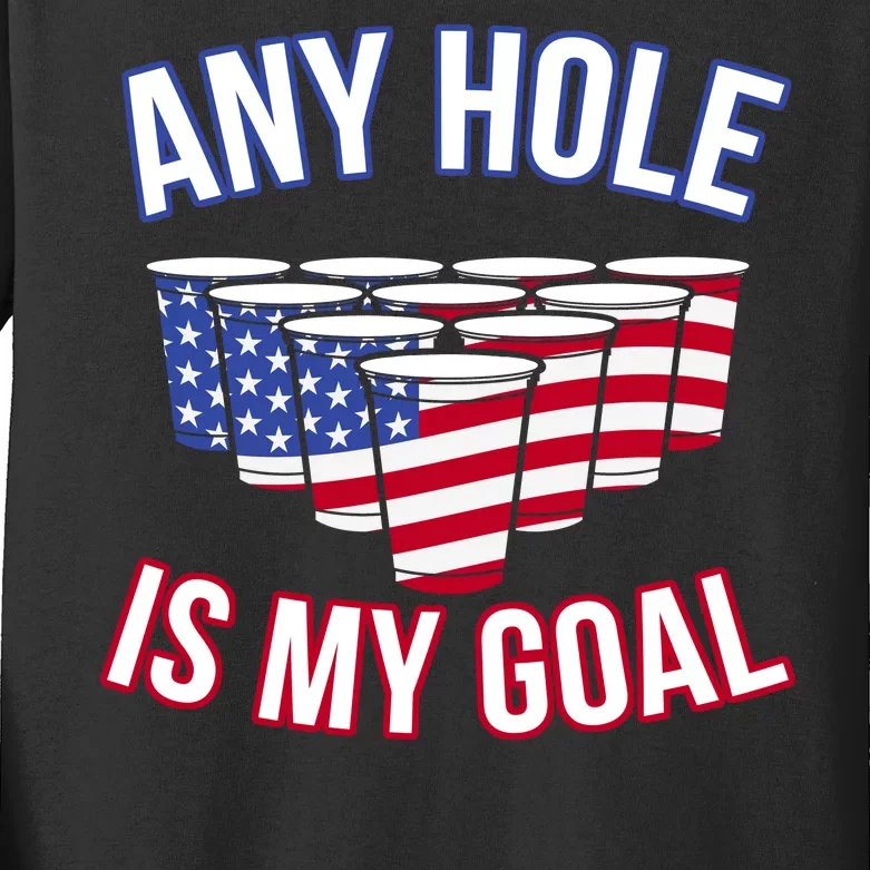 Any Goal Is A Hole USA Beer Bong Party Kids Long Sleeve Shirt