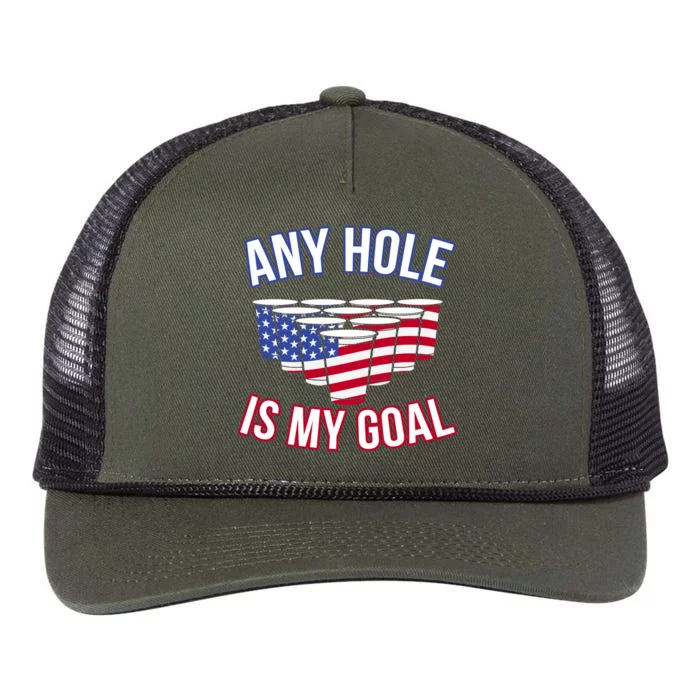 Any Goal Is A Hole USA Beer Bong Party Retro Rope Trucker Hat Cap