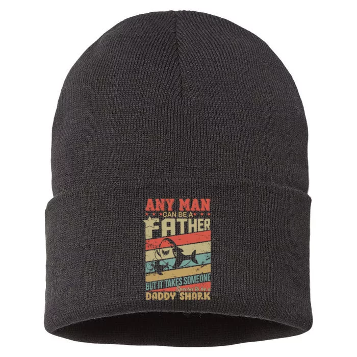 Any Man Can Be A Father Daddy Shark Sustainable Knit Beanie