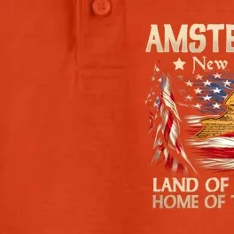 Amsterdam New York Usa Flag 4th Of July Gift Dry Zone Grid Performance Polo