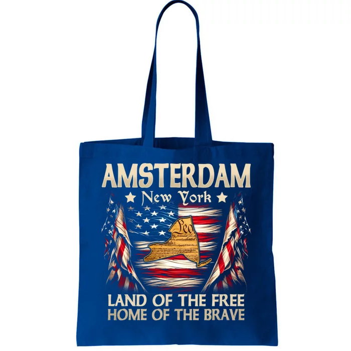 Amsterdam New York Usa Flag 4th Of July Gift Tote Bag