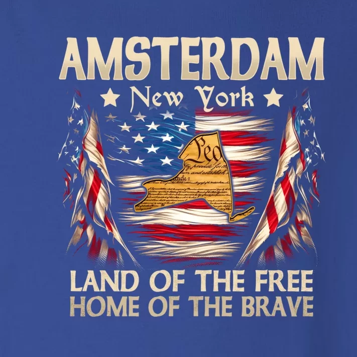 Amsterdam New York Usa Flag 4th Of July Gift Toddler Long Sleeve Shirt