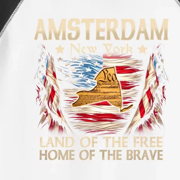 Amsterdam New York Usa Flag 4th Of July Gift Toddler Fine Jersey T-Shirt